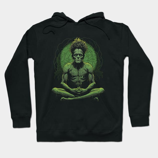 Funny Frankenstein Zen Meditation Halloween Hoodie by Celebrity Zen